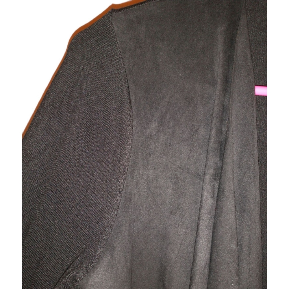 INC International Concepts Black Fringe Draped Open Cardigan - Picture 4 of 11